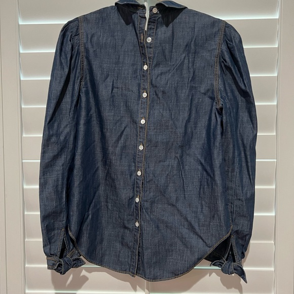 Veronica Beard Womens Blue Puff Sleeve Denim Shirt Blouse Top - Size 8 - NWOT - Picture 5 of 8